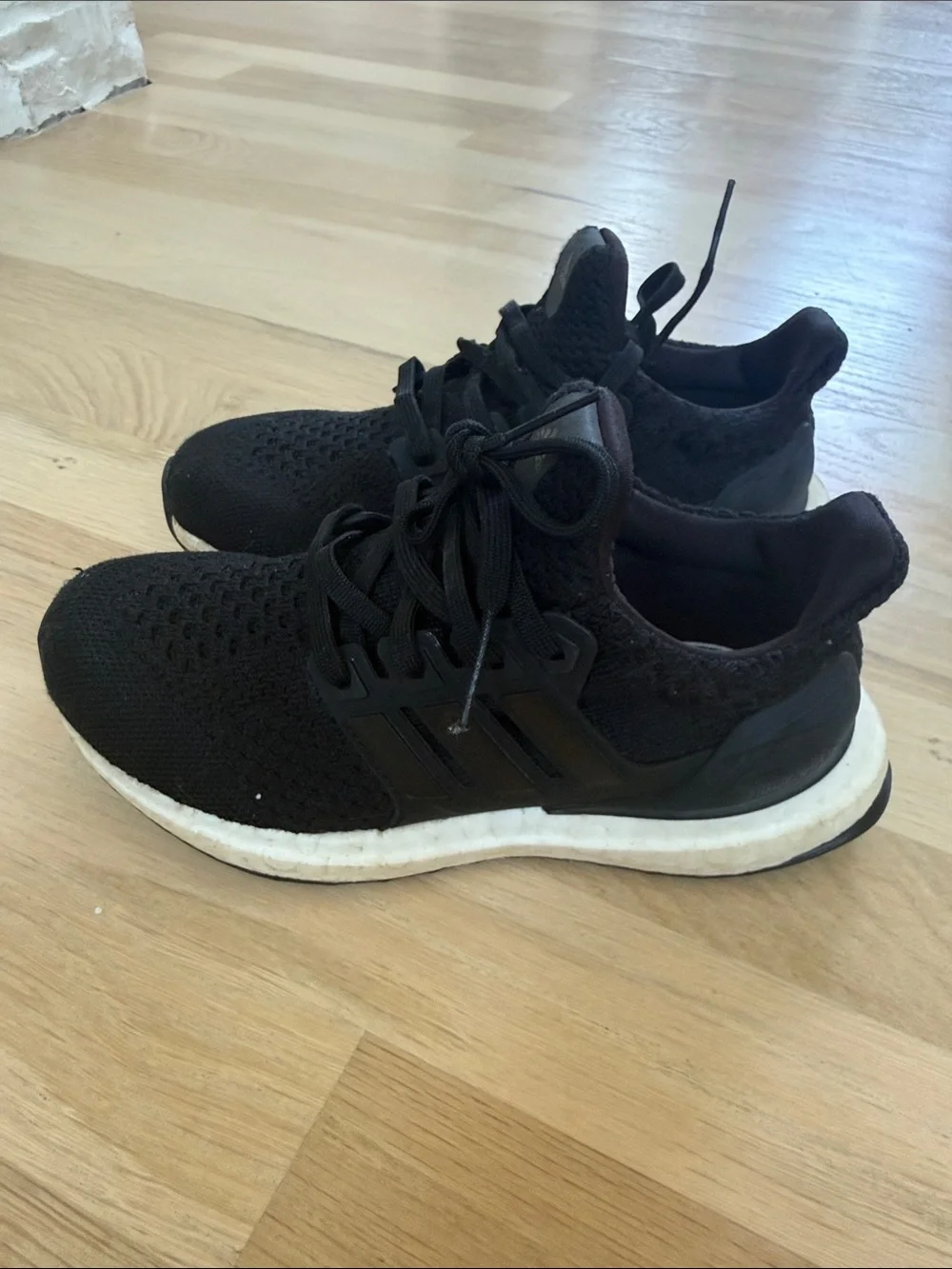 adidas Black Knit Running Shoes with White Midsole